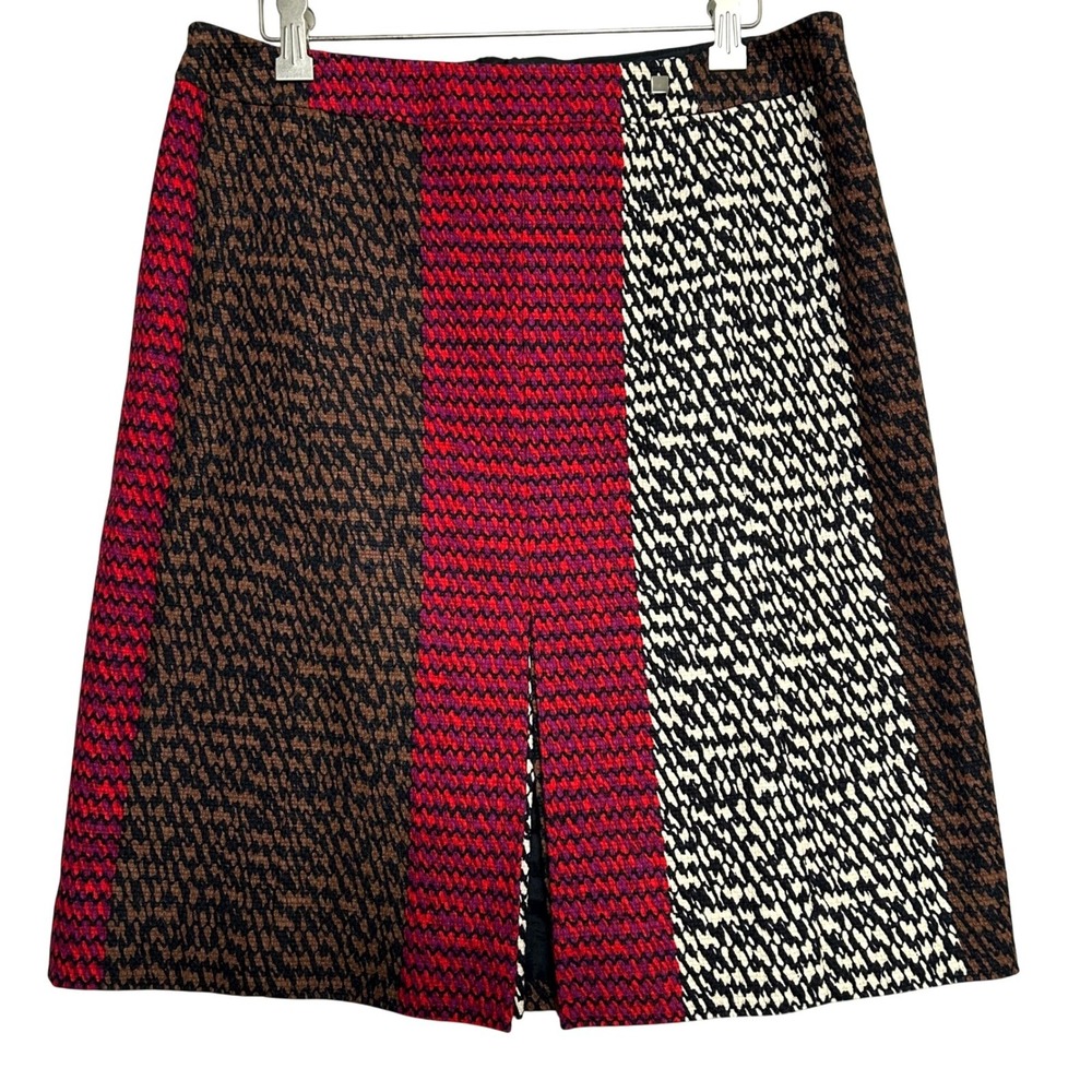 Vintage Carlisle Colorblock Houndstooth Knee Length Skirt Women Size 10